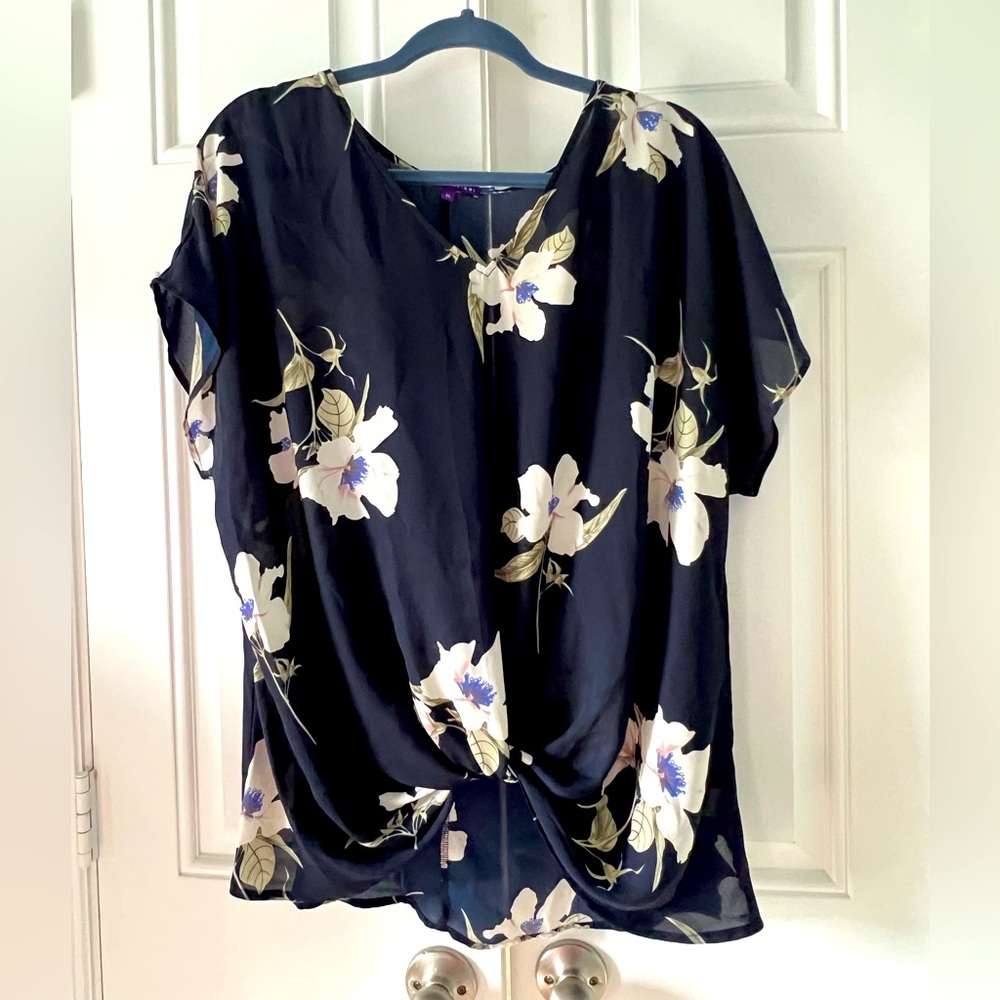 West Kei from Stitch Fix - navy floral top